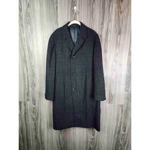 Vintage Dunbrook Mens Charcoal Gray Wool Overcoat Union Made George Nebraska